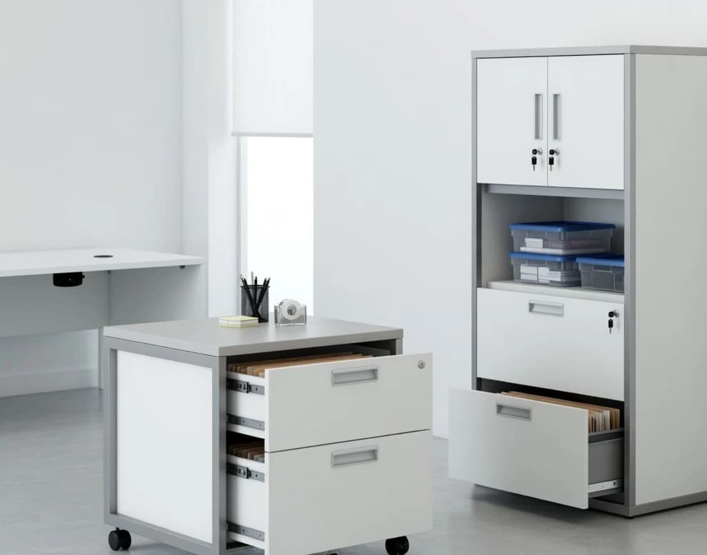 Workplace storage systems for organized offices